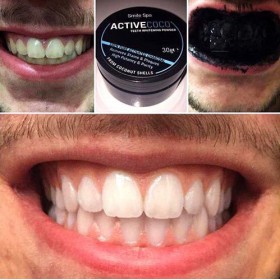 Activated Carbon Black Powder for Teeth Whitening - Before/After