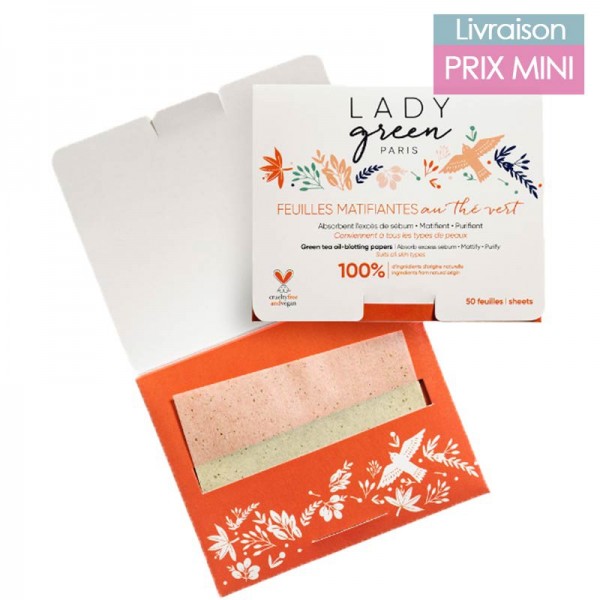 Green tea mattifying blotting papers - Lady Green