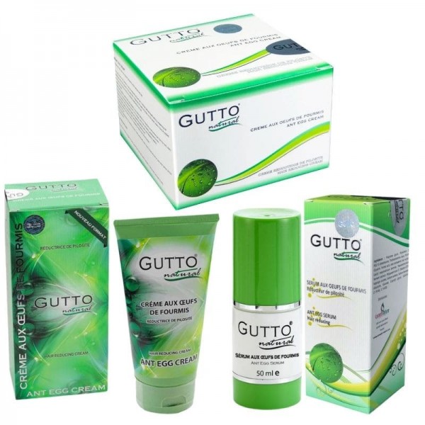 FULL PERMANENT HAIR REMOVAL PACK : Cream 150ml & Cream 50ml & Oil 50ml GUTTO ant egg