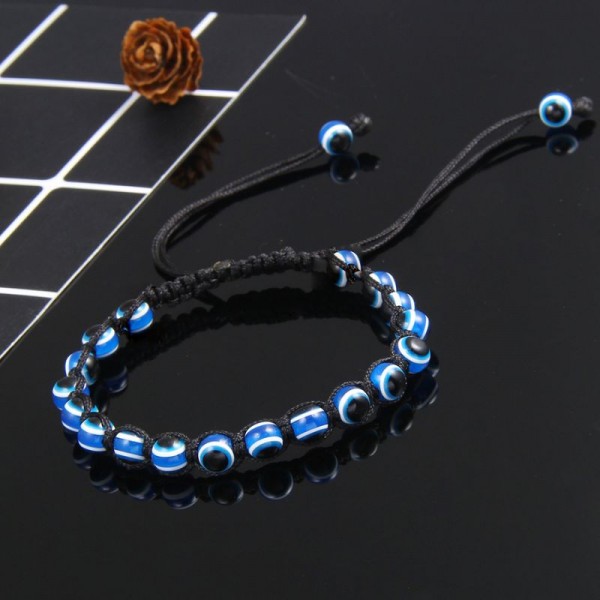 Black bracelet with eyes - Turkish Nazar bead.