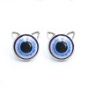 Cat style earring with an eye - Turkish Nazar bead.