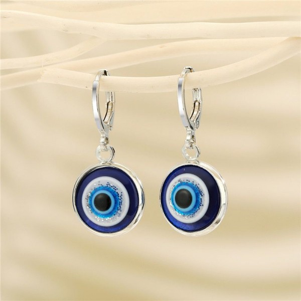 Silver Evil Eye Earrings - Blue Eye Eyelash Pave | SilkFred UAE