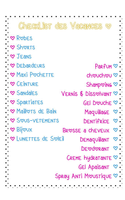 Checklist vacances